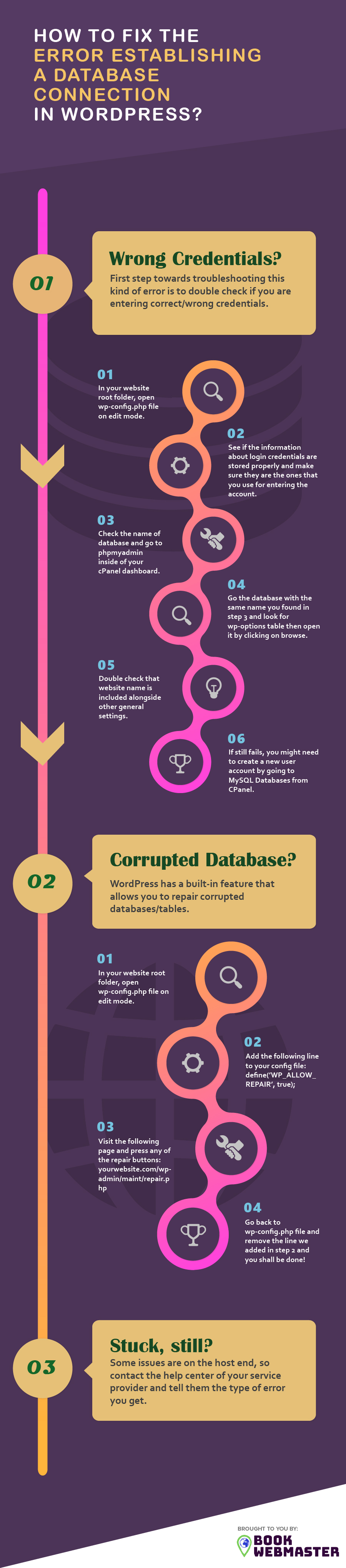 Infographic of Fixing the Error Establishing a Database Connection