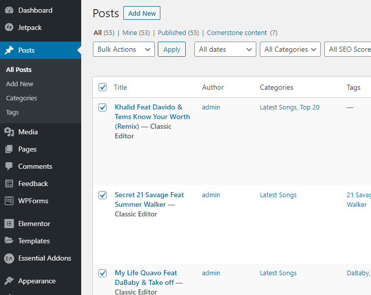 WordPress posts