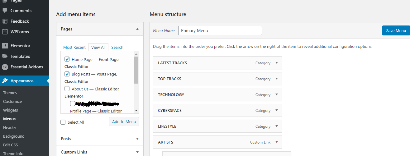 nav menu