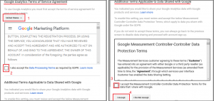 Accepting Google Analytics agreement for setting up google analytics