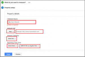 Entering Google Analytics Property Set up Details
