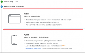 Select Web Analytics Option as Set Up